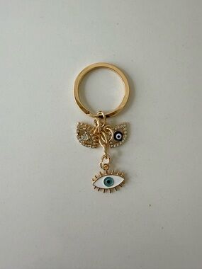 Gold Evil Eye Charm Keyring with Crystals